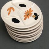 Suite of 8 compartmentalized plates for mixed salads
