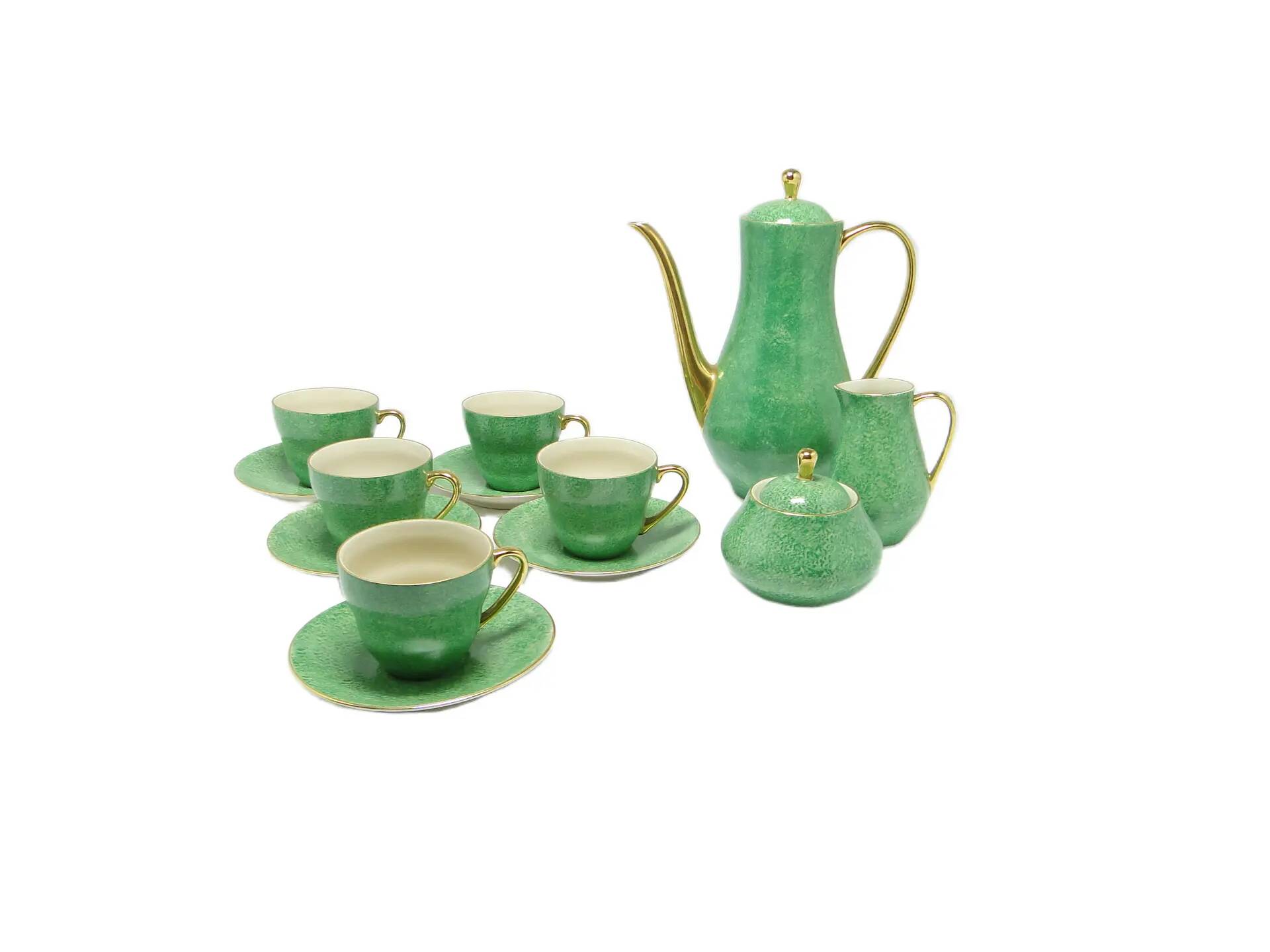 Coffee set, mid-century modern, porcelain, Porcelit Pruszków, Poland, 1970s.