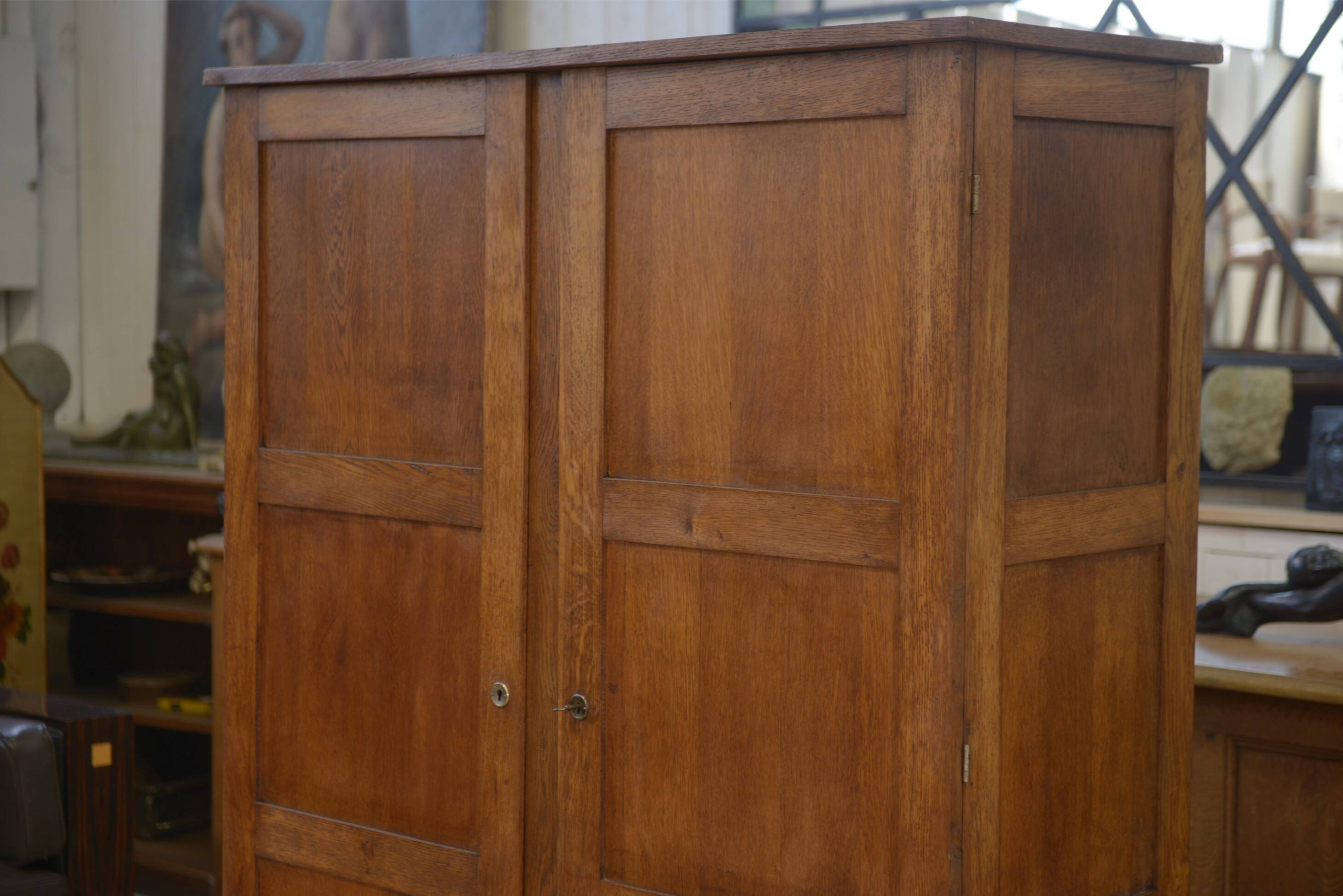 Oak armoire reconstruction by René Gabriel 1950s