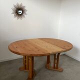 French design pine table and chair set from the 70s brutalist vintage arcs
