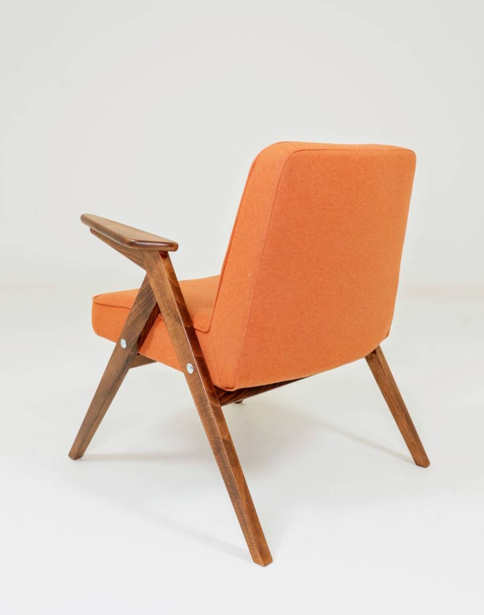 Scandinavian orange papaya wool armchair 1960