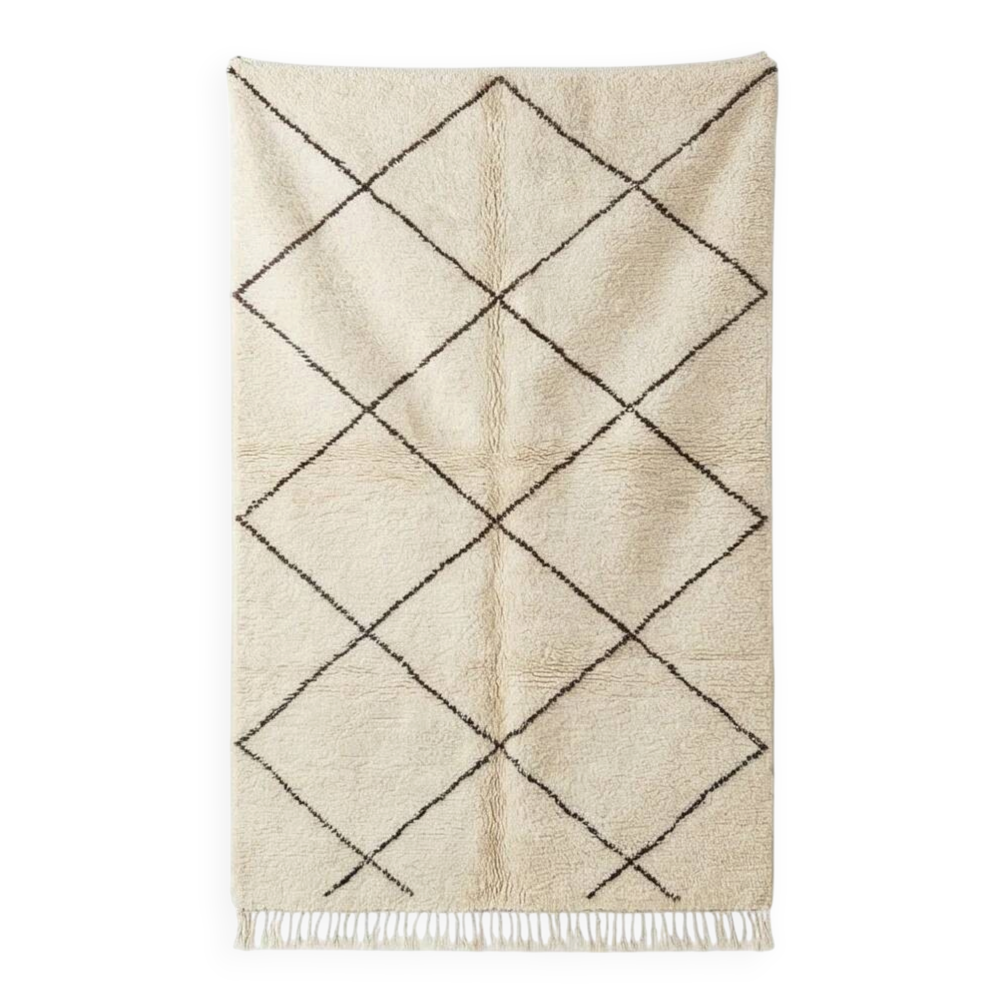 White Berber rug with black diamonds 200x300 cm