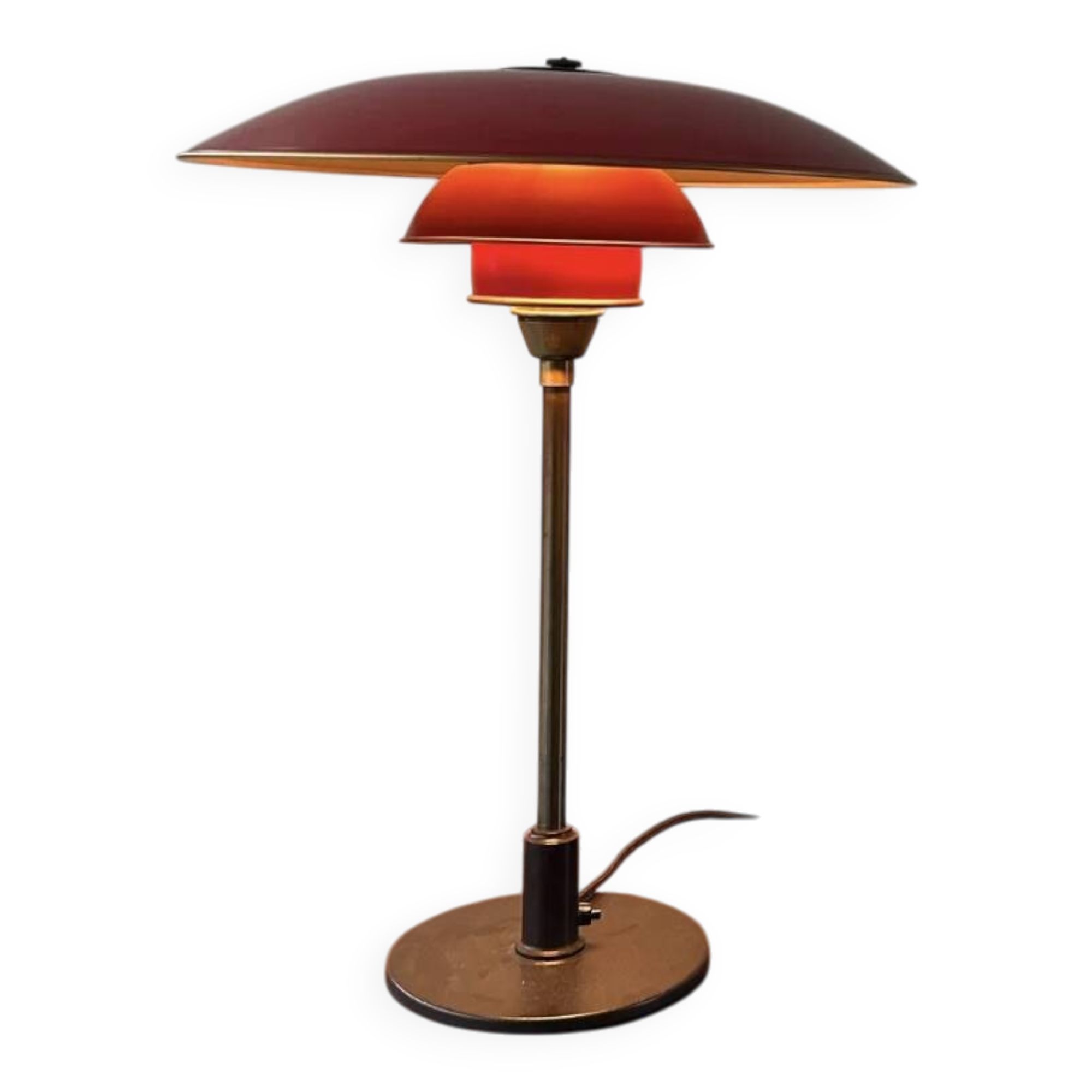 PH 1930 Table lamp with red copper shades by Poul Henningsen
