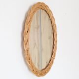 Vintage oval rattan mirror