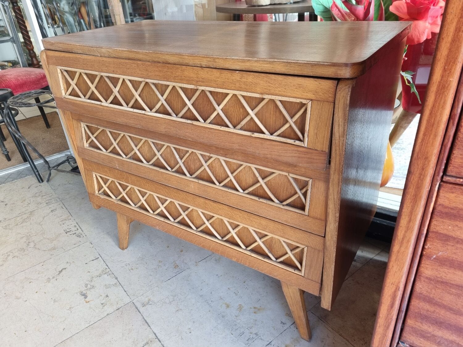 Commode rotin de 1970