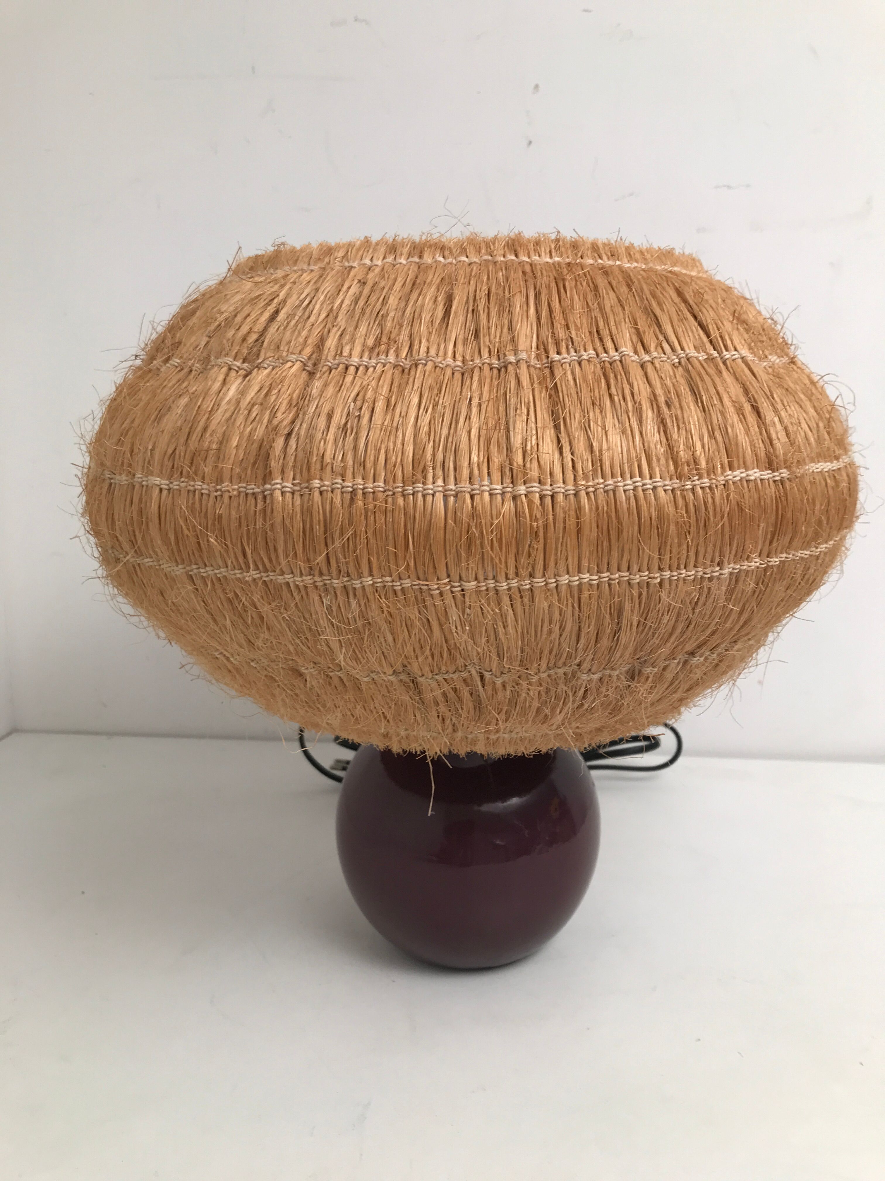 Ceramic table lamp and vintage straw