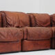 Vintage Seven Salotti modular sofa in cognac leather, Italy 1970s