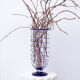 Vase en verre de Murano transparent et filet bleu