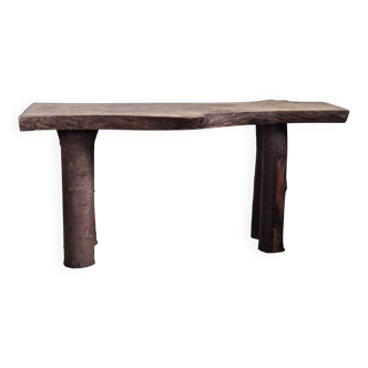 Magnifique banc en bois brutaliste