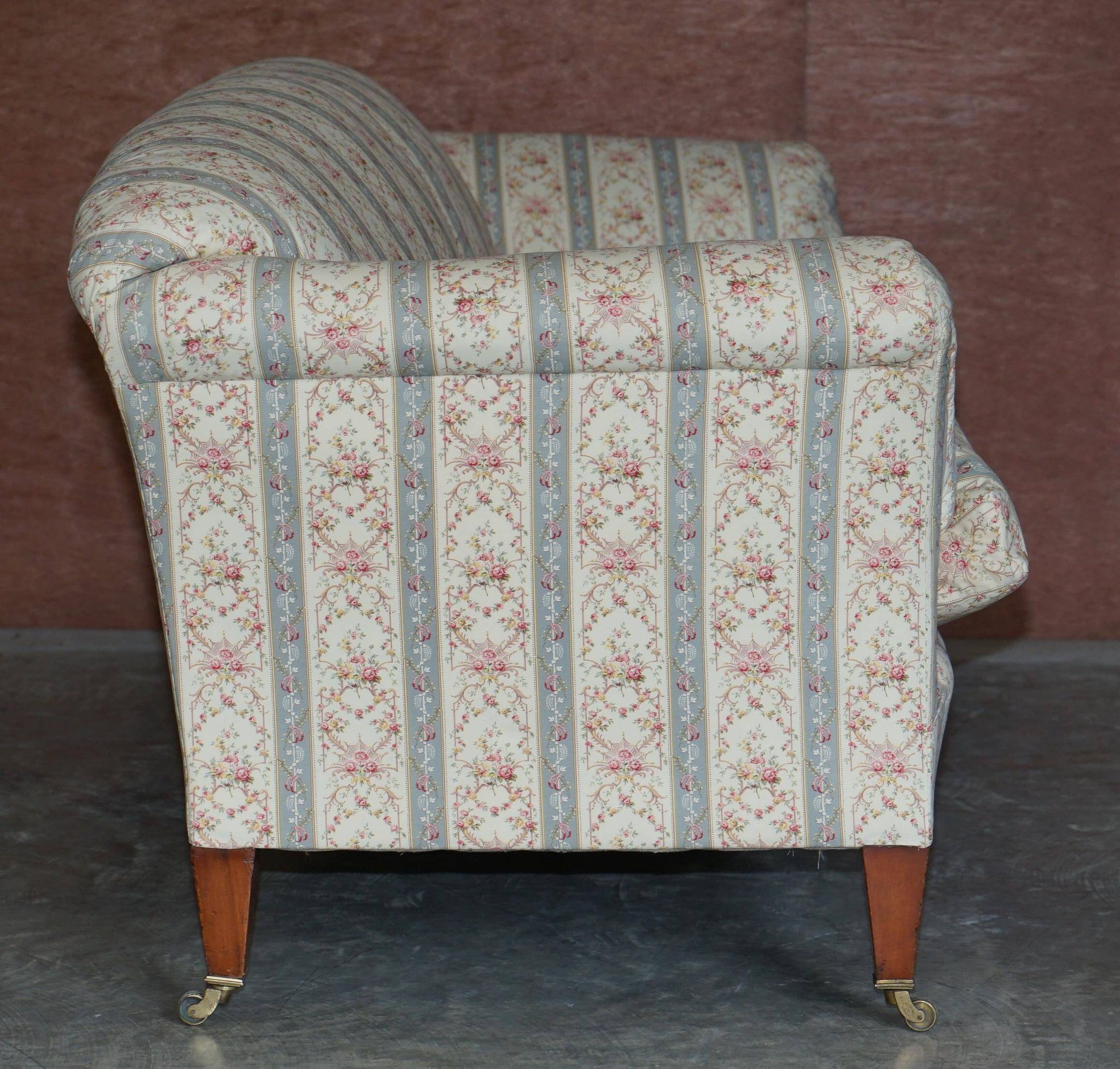 Large canapé Antique Howard & Sons Portarlington original tapestry ticking