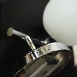 Pair of sconces with an opaline globe and chrome structure from the 1970s