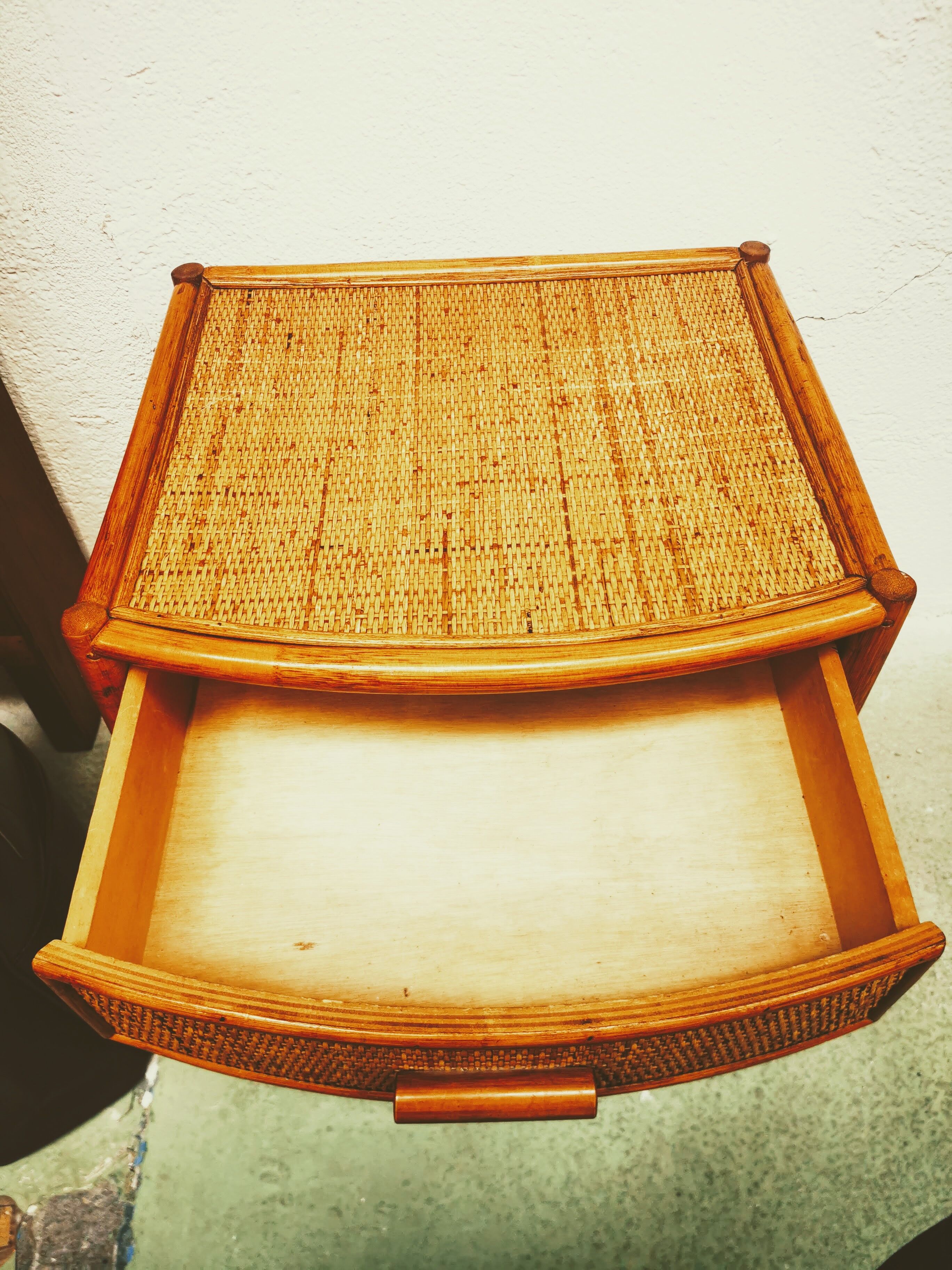 Vintage rattan bedside