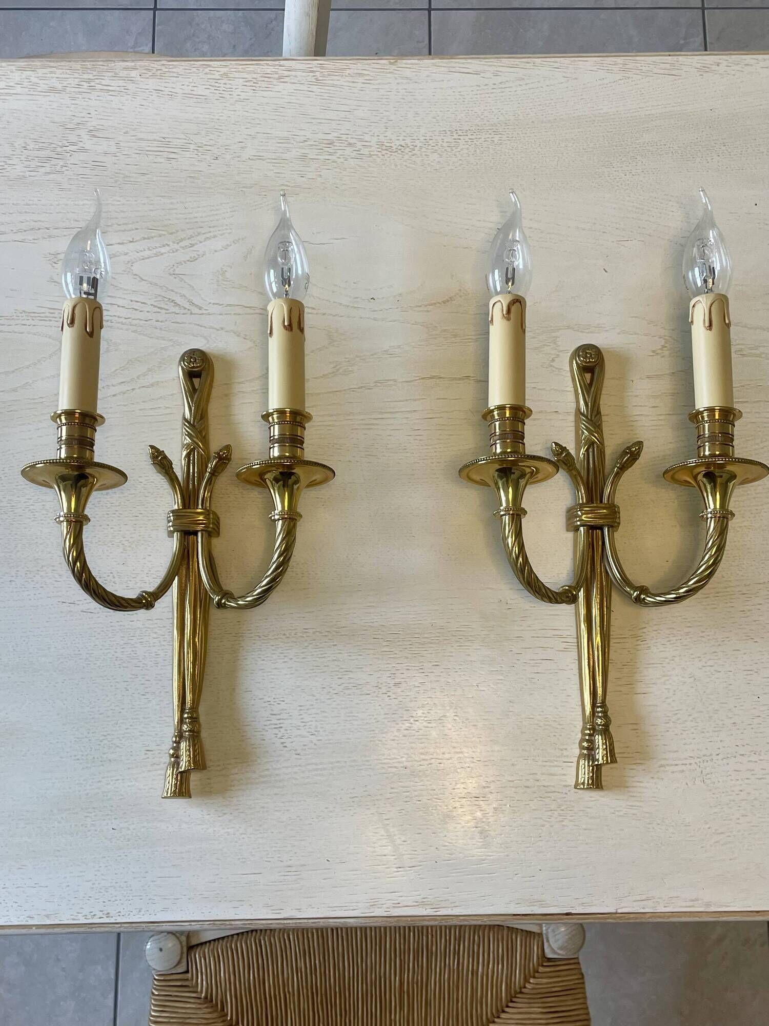 Pair of wall sconces Lucien Gau Paris model 16642