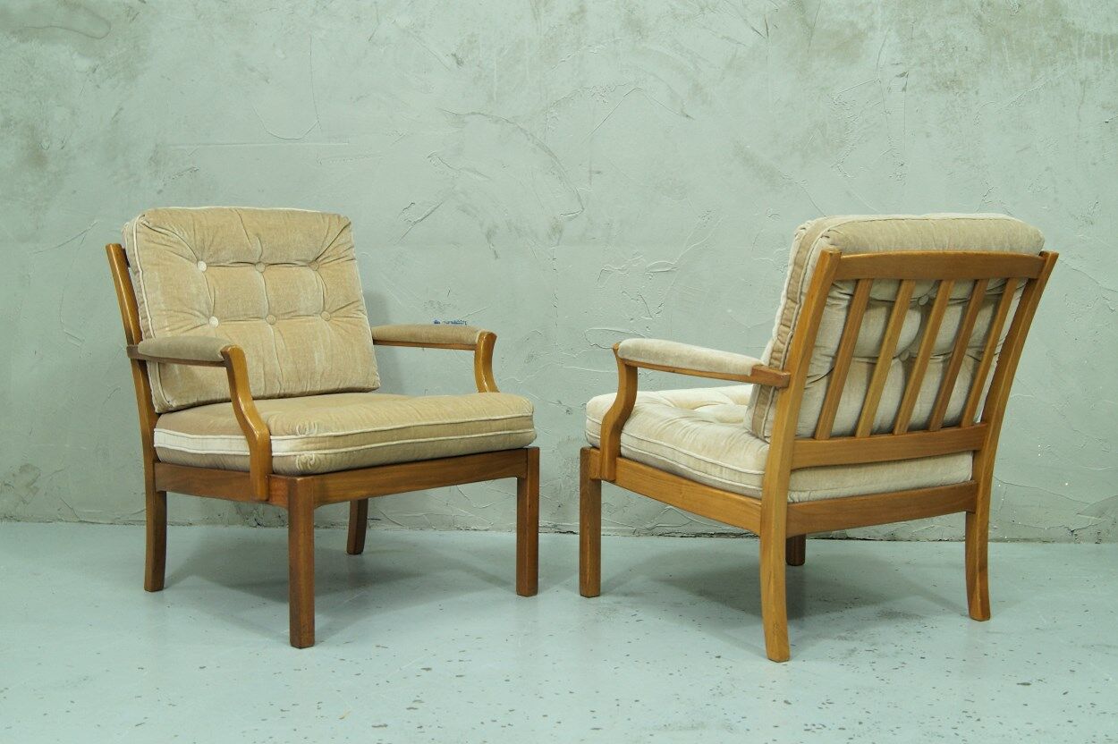 Scandinavian teak & velvet living room set, 1960s