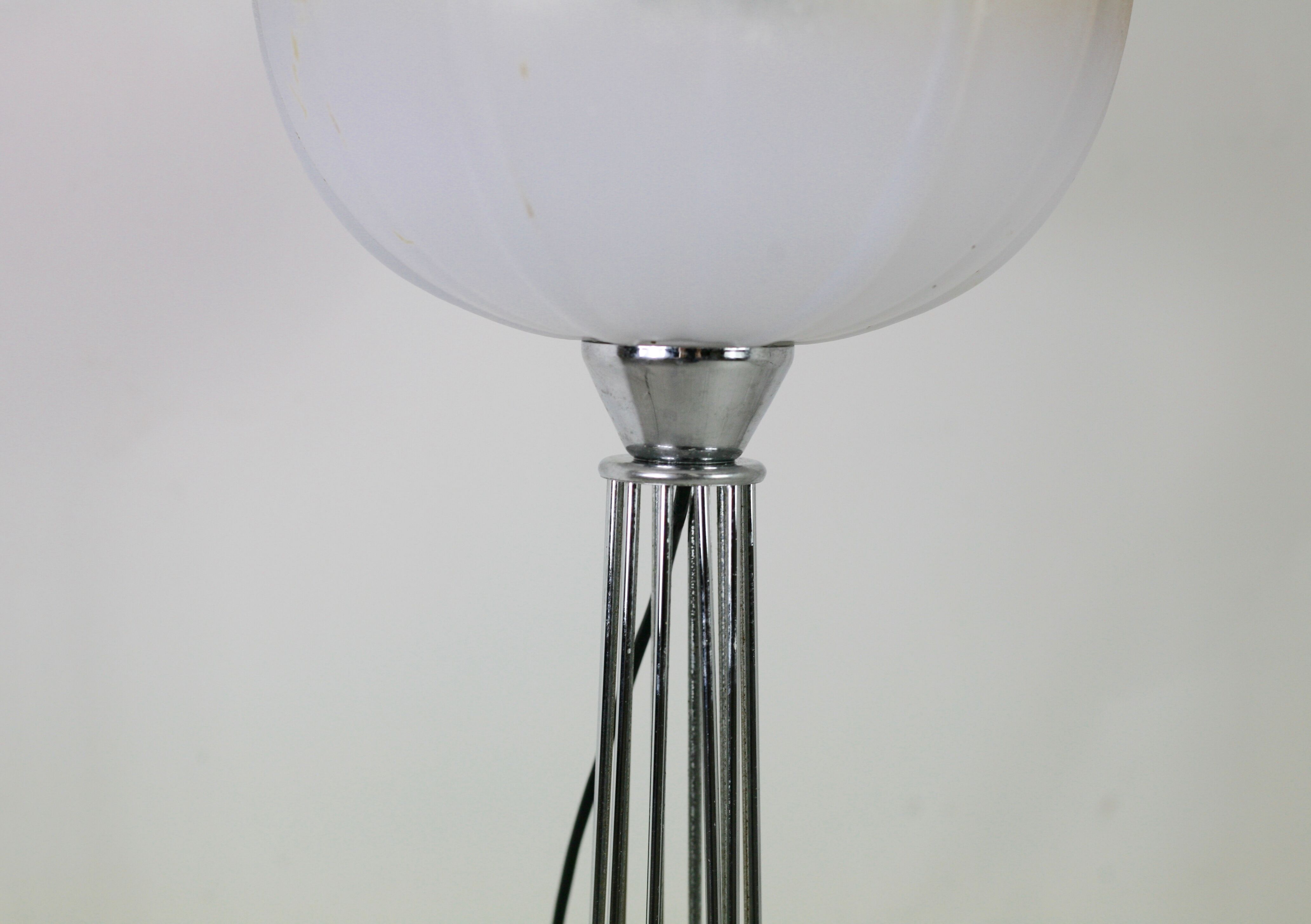 Lamp "space age". glass reflector, metal base. Circa 1970