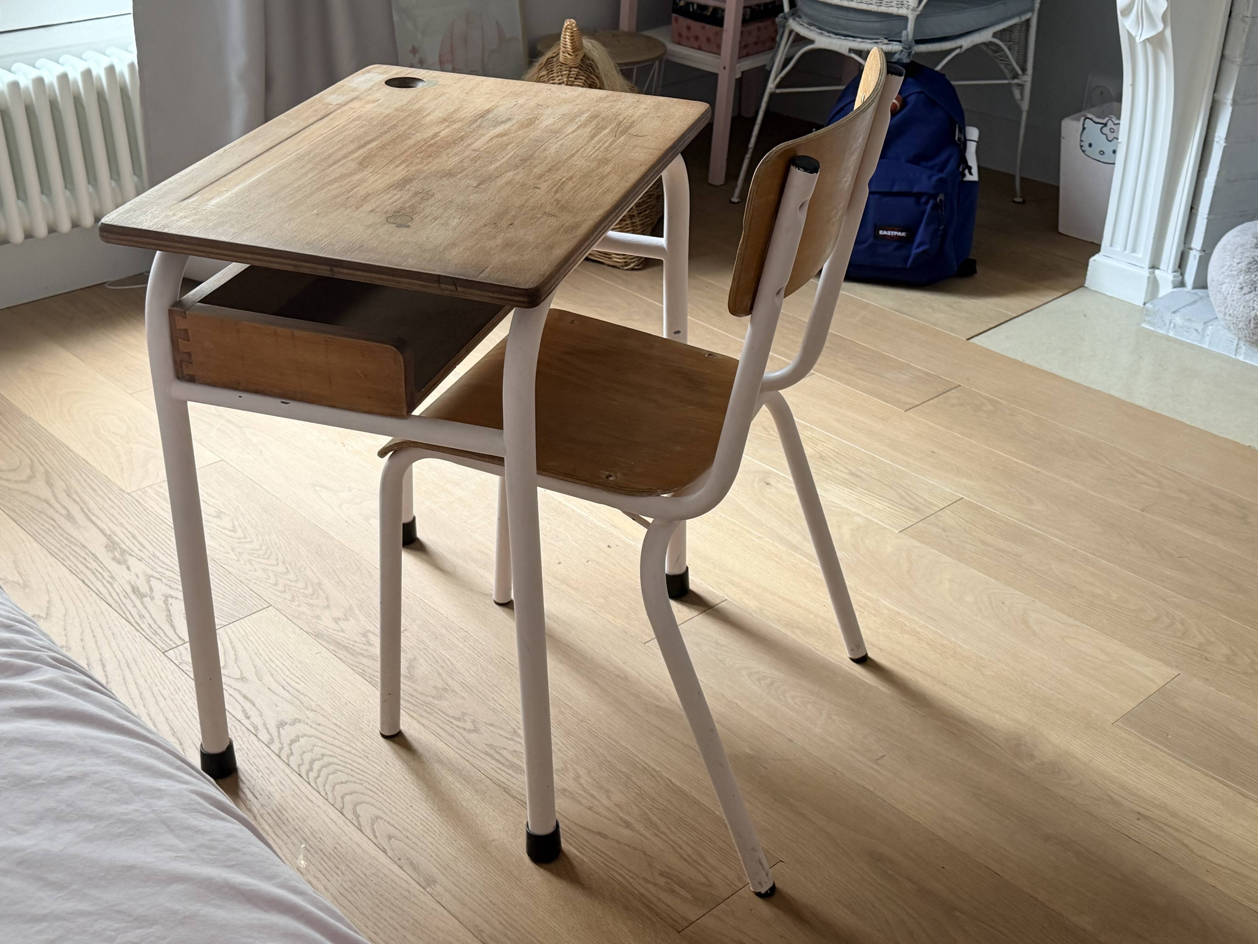 Antique school desk with chair