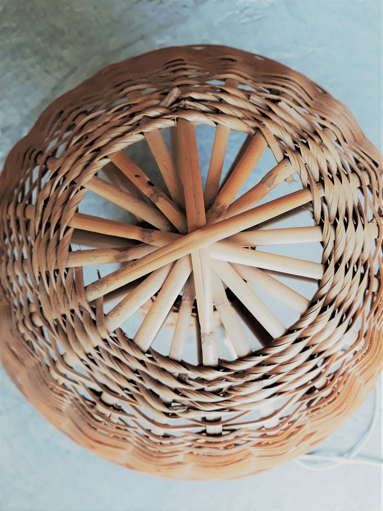 Rotin Lamp / Wicker Bedside Lamp / Mushroom-shaped Lamp / Bamboo / Vintage 1960 / Mid-Century