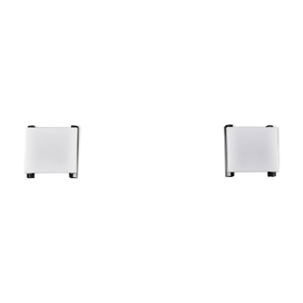 Mid-century modern sconces of black iron sheets and white lucite spain 1960s