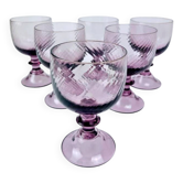 Set of 6 purple crystal wine glasses from the 70s/80s.