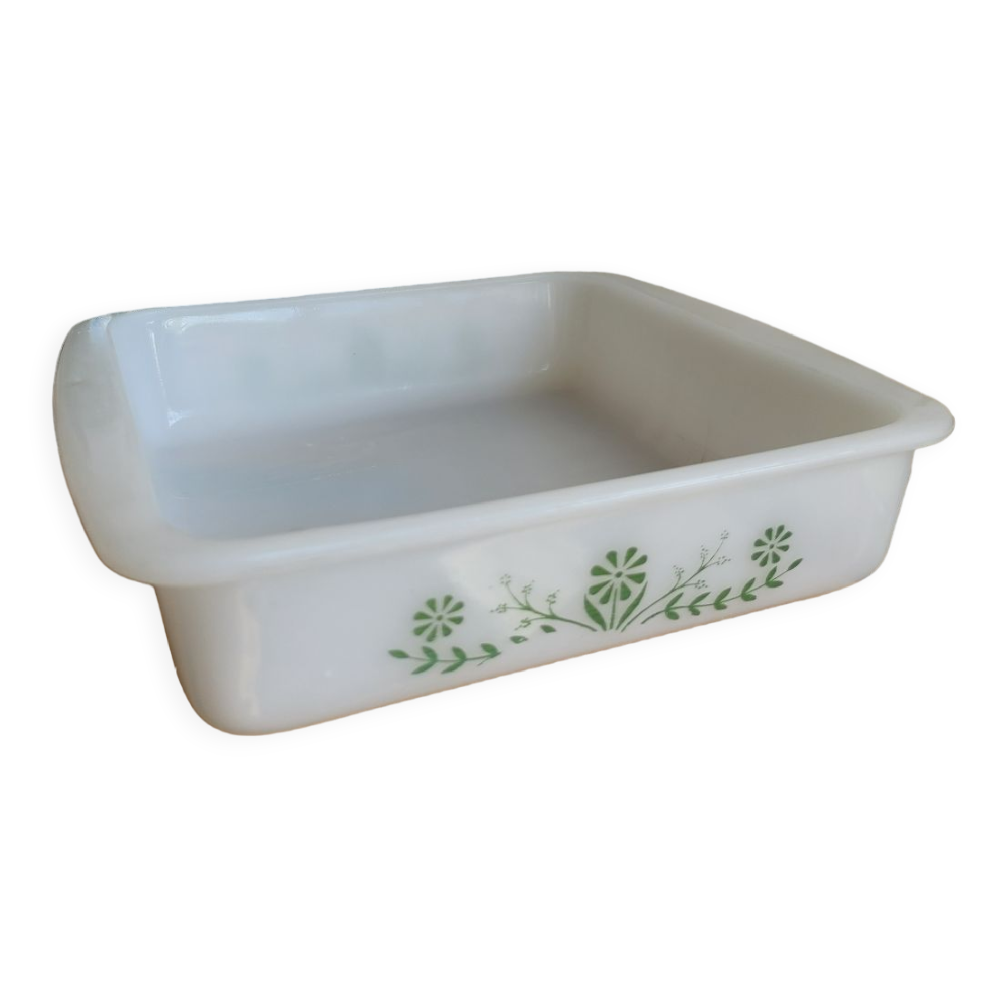 Square opaline dish Glasbake