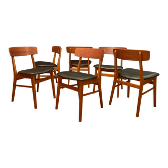 Ensemble de six chaises de style Børge Mogensen Farstrup, Danemark, années 1960.