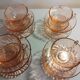 Set of 8 pink glass cups