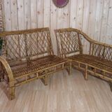 Vintage rattan corner sofa