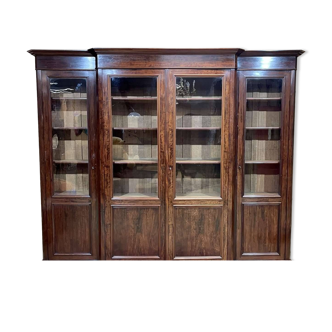 Large Louis Philippe period 4-door bookcase in mahogany and oak - completely removable