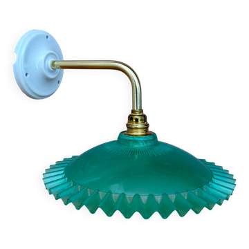 Applique coudée abat-jour vintage en plastique vert