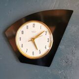 Vintage formica clock silent asymmetrical wall pendulum "Vedette noir"