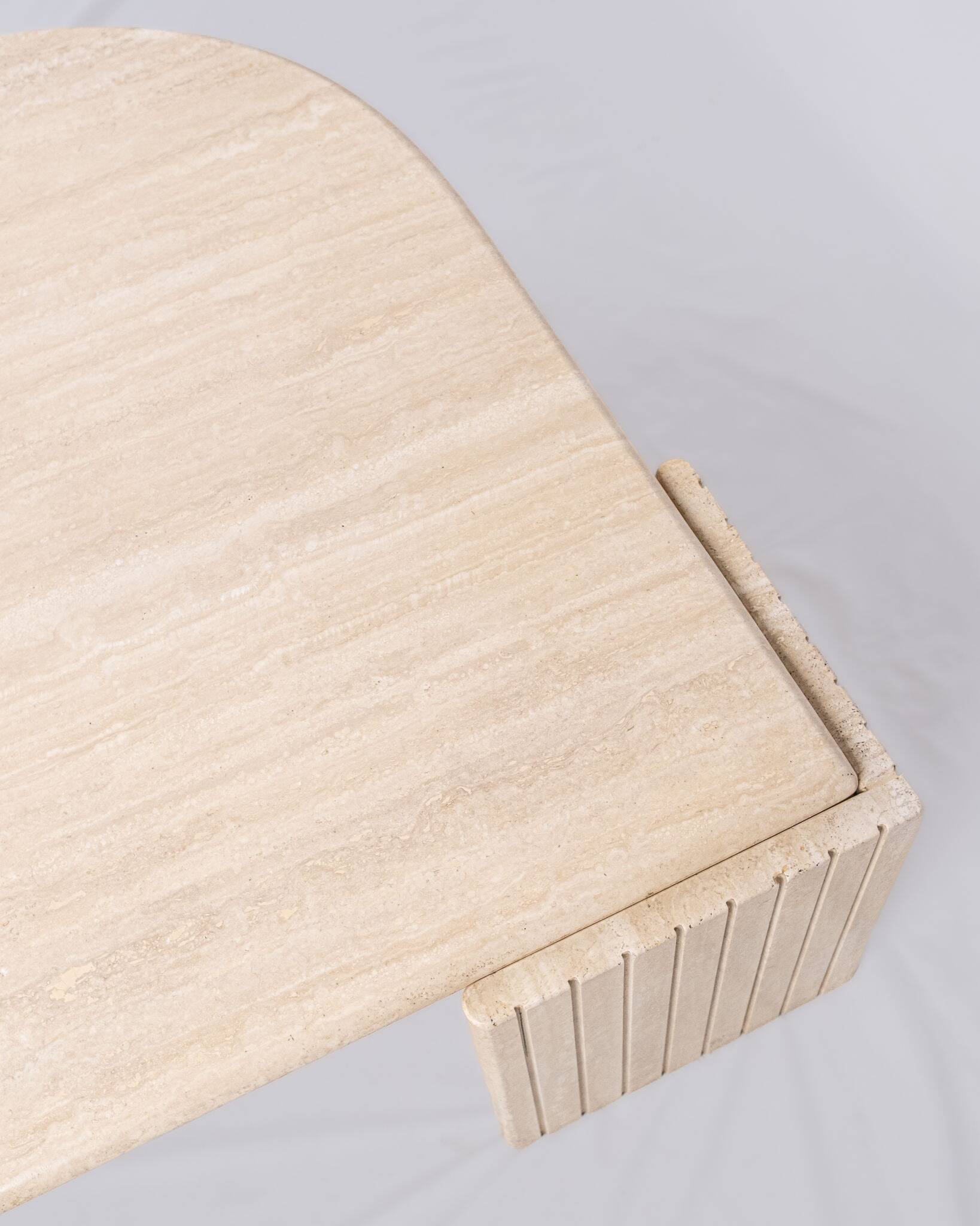 Travertine eye table, Roche Bobois, 1970-80