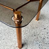 Table basse vintage cuivree 1950