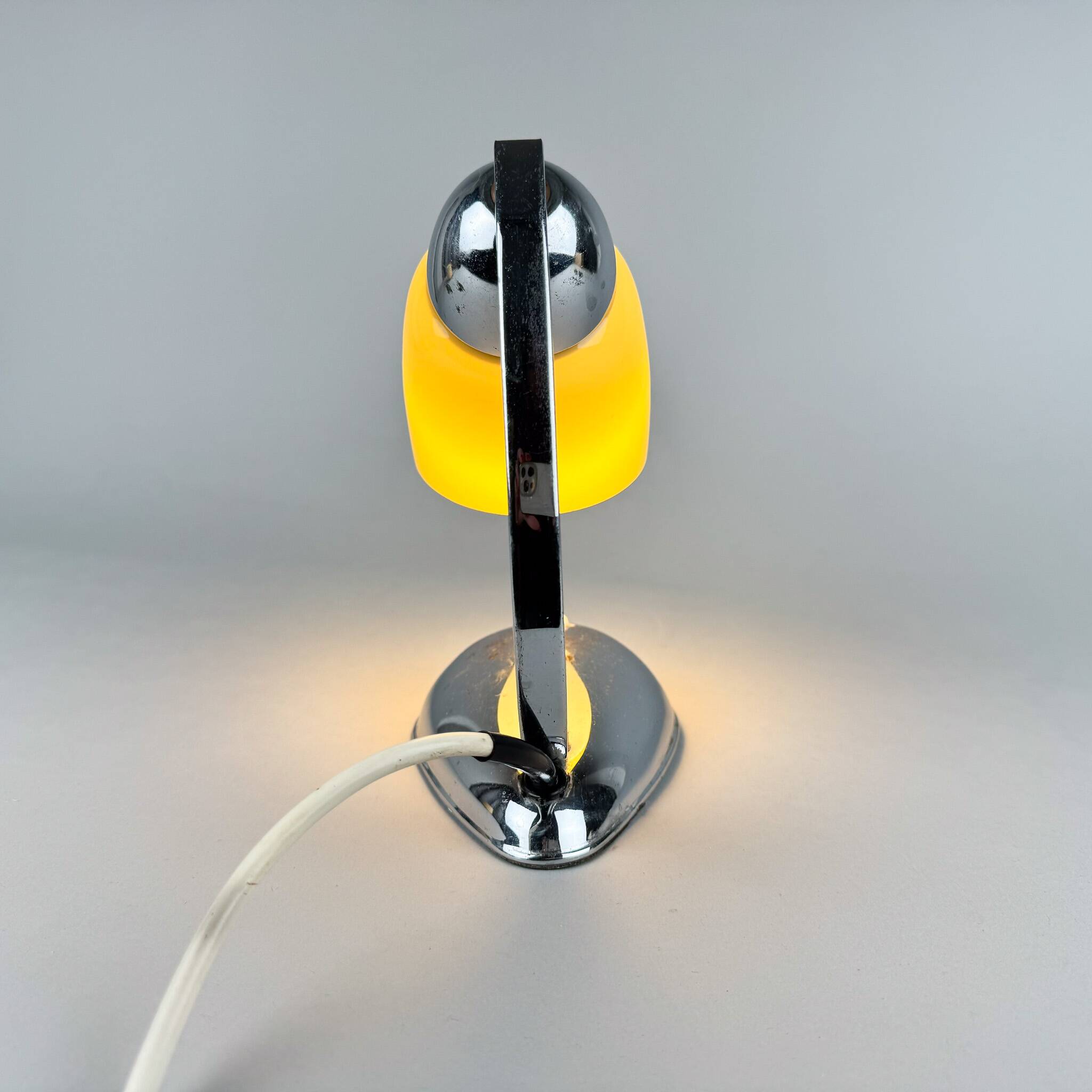 1950s chrome and opaline glass table lamp