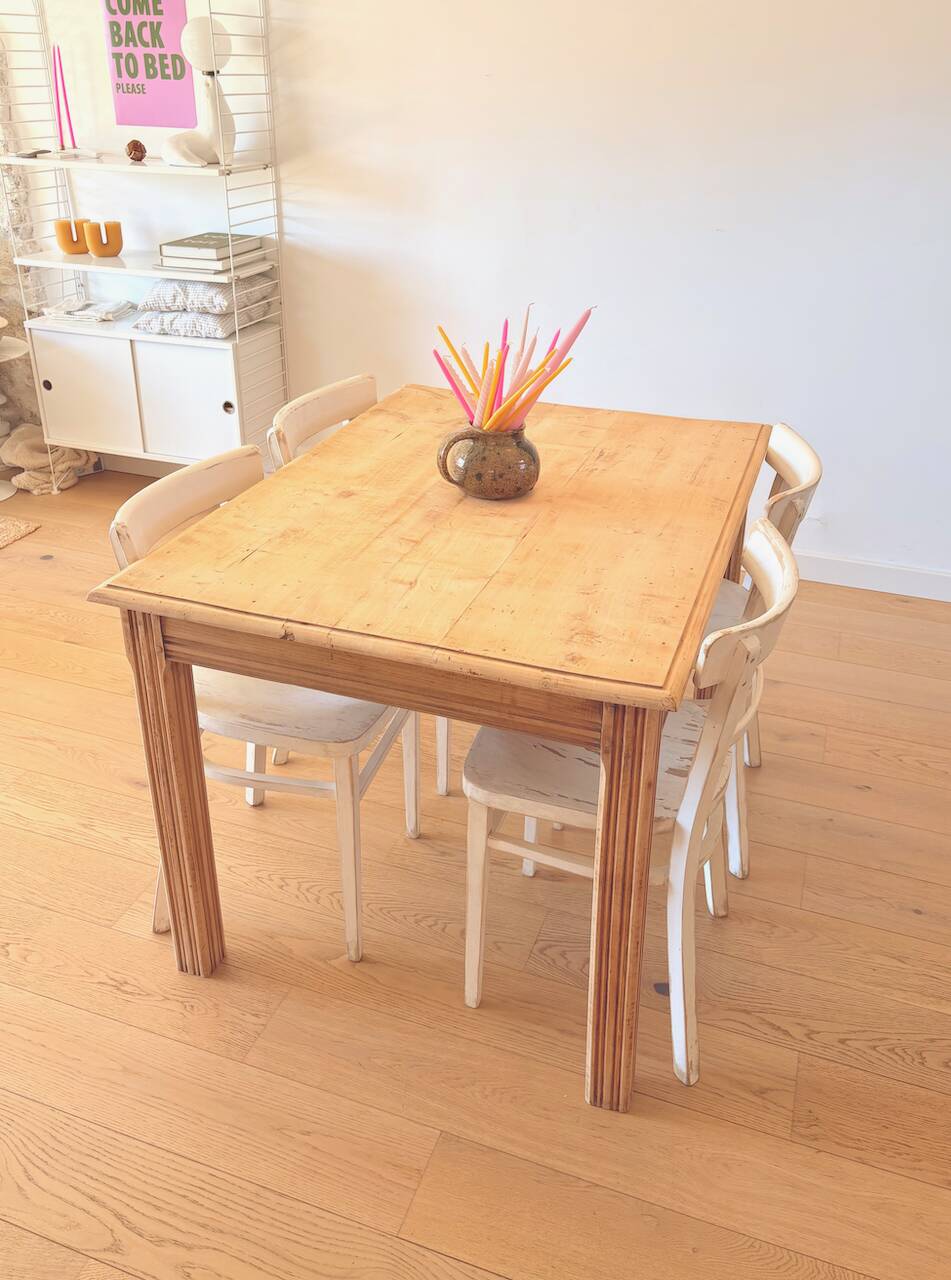 Art Deco sanded raw wood table