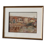 Watercolor Claude Lyr, My garden at Easter