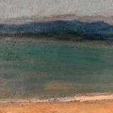 Oil on canvas 20th century beach and fishing boats by G. Carlos