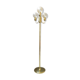 large golden floor lamp by Sölken Leuchten with four glass spheres, Mid Century floor lamp