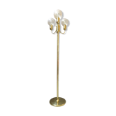 Lampadaire dorée par Sölken Leuchten avec quatre sphères de verre