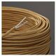 Sculpted wooden lamp, 2 m fabric cable, cotton shade.