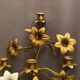 Pair of church candlesticks decorated with brass and opaline flowers nineteenth