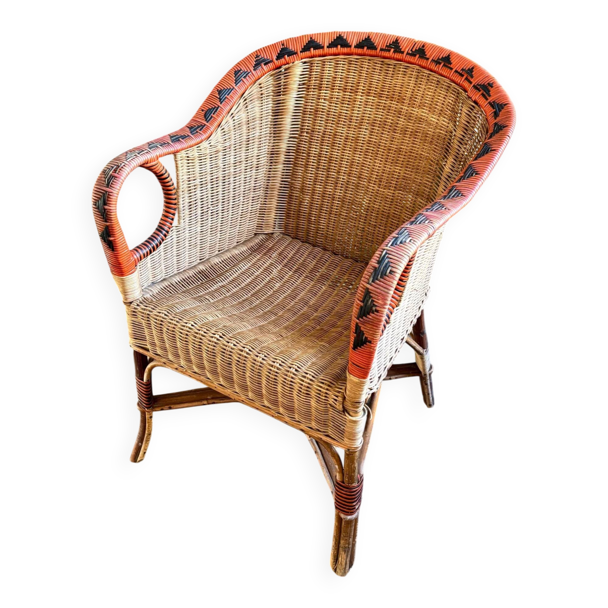 Fauteuil en rotin tressé