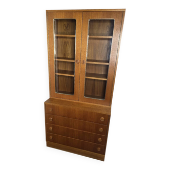 vintage 1960s bookcase/dresser with built-in chest of drawers