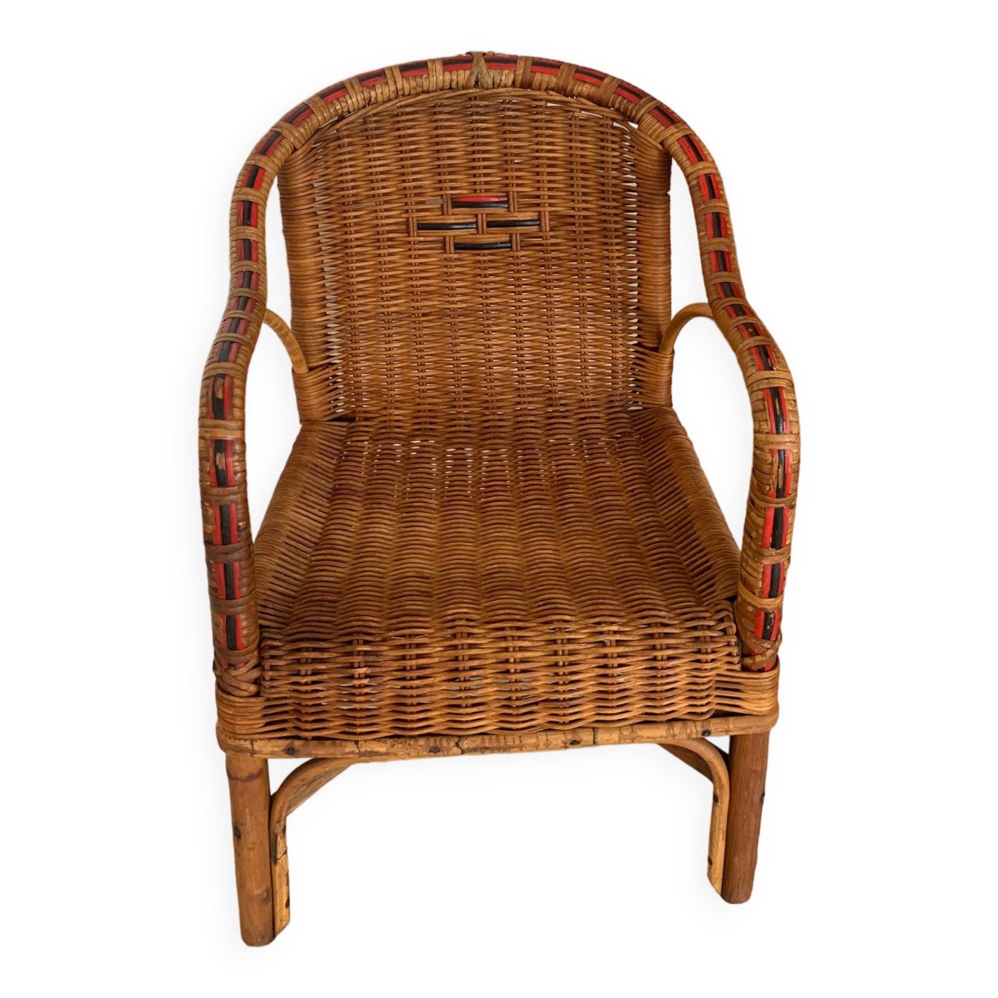 Vintage wicker and rattan armchair
