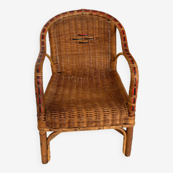 Vintage wicker and rattan armchair