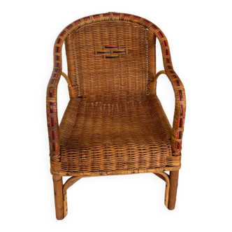 Vintage wicker and rattan armchair