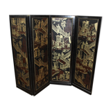 Screen with Japanese decor and black lacquer