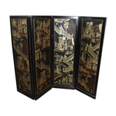 Screen with Japanese decor and black lacquer