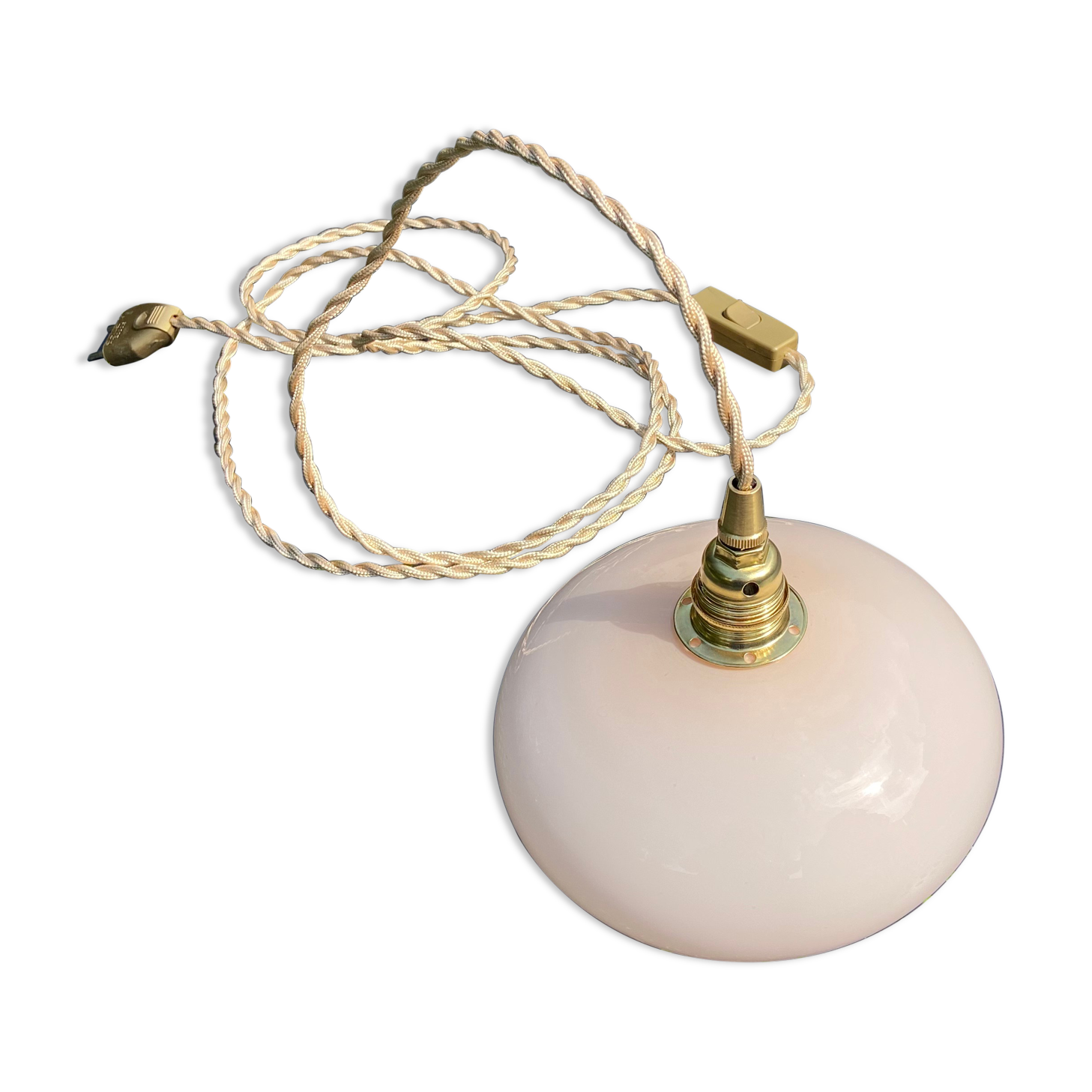 Vintage powder pink opaline globe player 1950