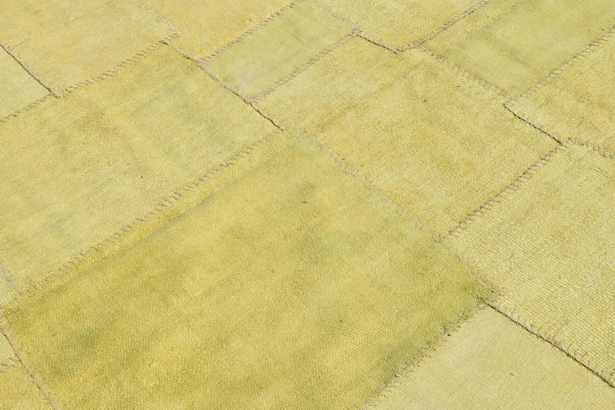 Mustard Yellow Decorative Turkish Kilim Carpet Rug, 212x305 Cm