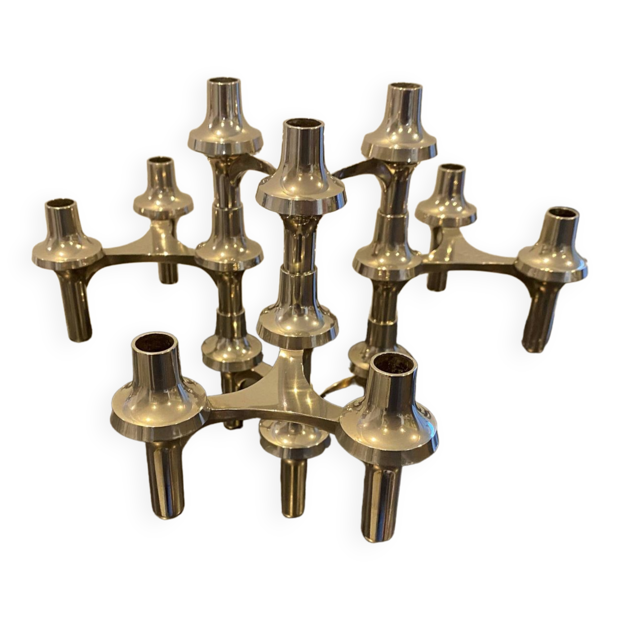 Set of 5 modular candlesticks variant NAGEL BMF vintage 1970